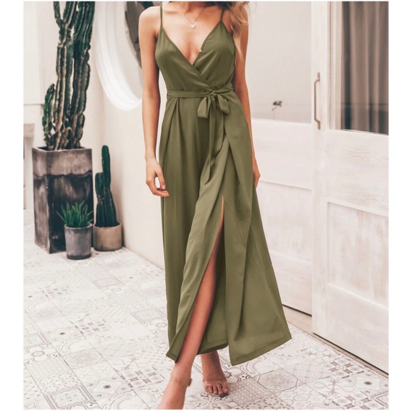 Boho Burnt Orange split thigh belted Wide Leg cami jumpsuit - Picture 3 of 16